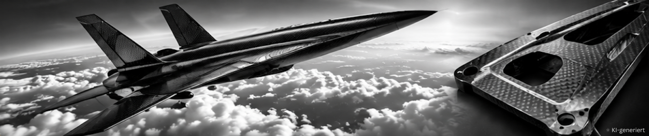 Flugzeug über den Wolken mit Carbon-Leichtbauteil