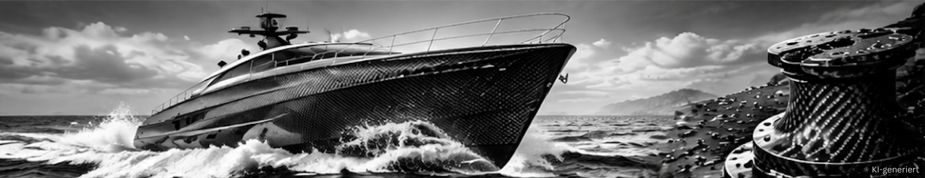 Motoryacht auf See mit Carbon-Komponente